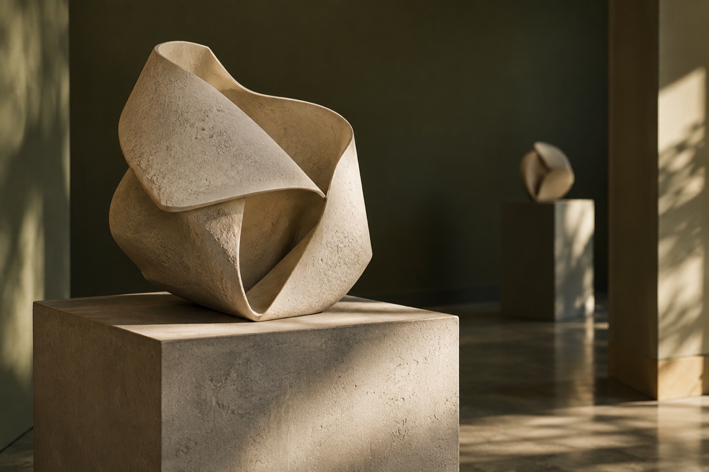 Concept illustration of an imagined sculptural exhibition
