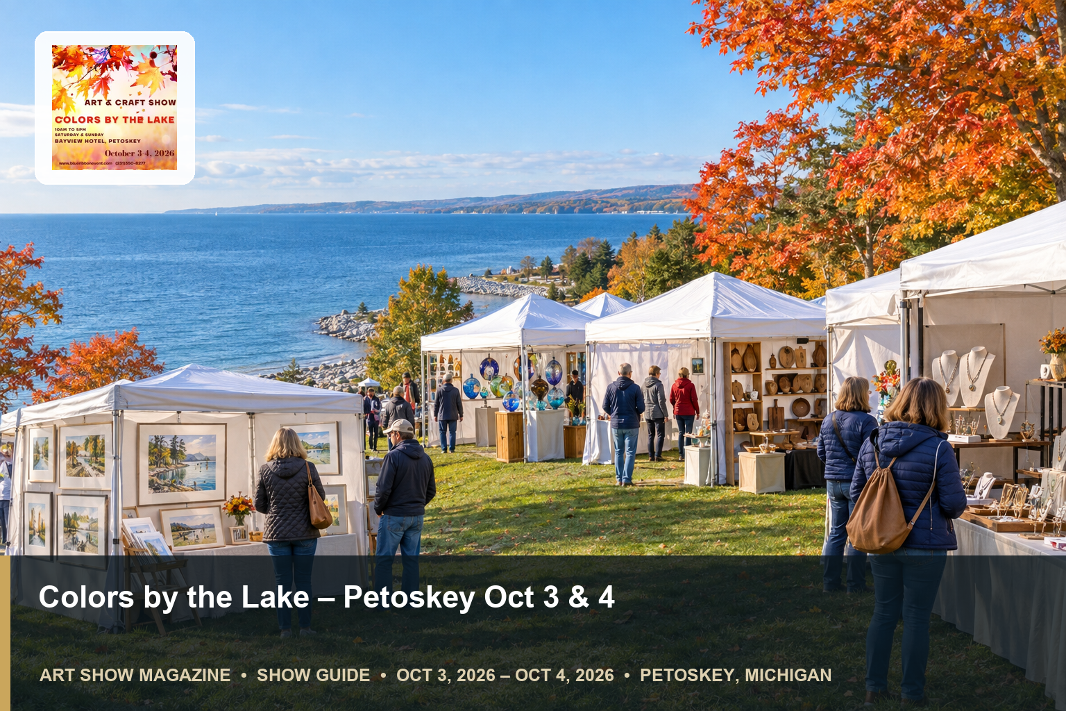 Conceptual editorial scene for Colors by the Lake in Petoskey, Michigan, with the official event mark.