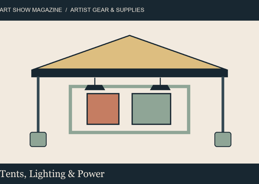 Illustration of tents, lighting & power for Art Show Magazine