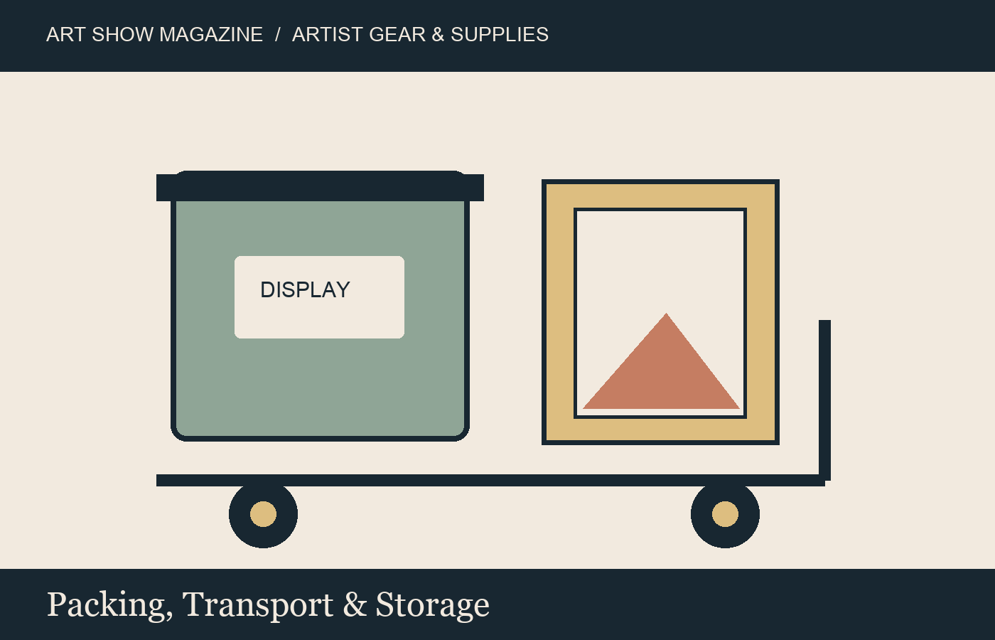 Illustration of packing, transport & storage for Art Show Magazine