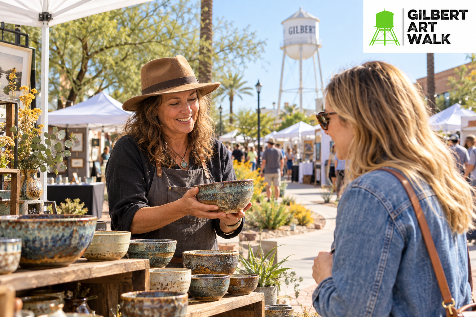 AI-created editorial scene for Gilbert Art Walk, with its published show or organizer mark.