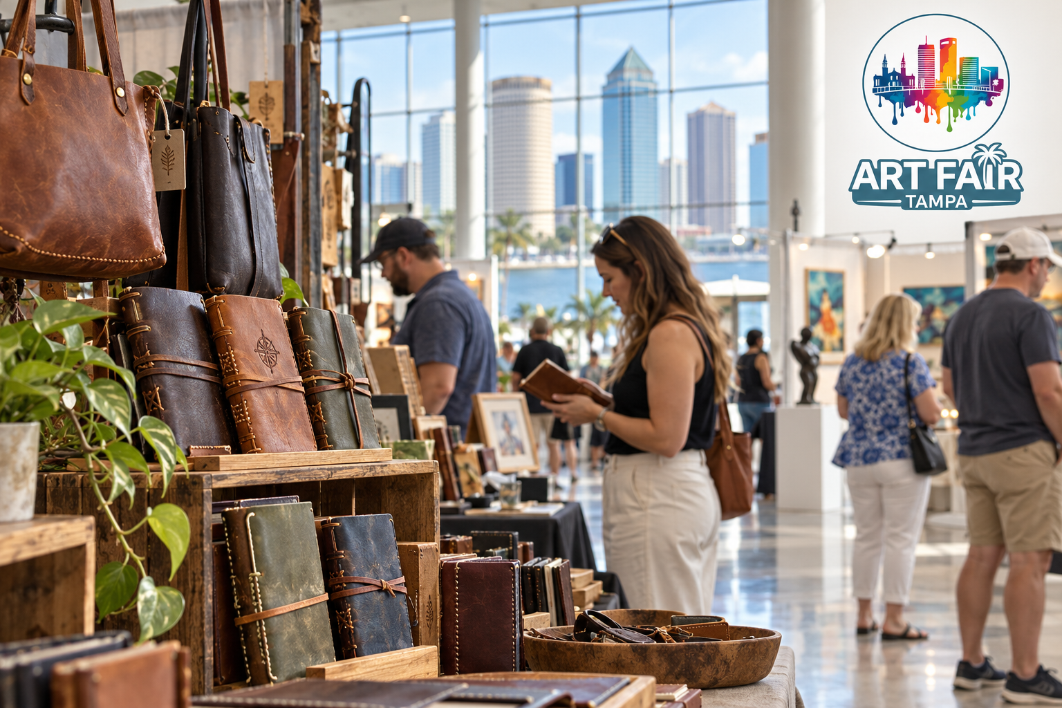 AI-created editorial scene for Art Fair Tampa, with its published show or organizer mark.