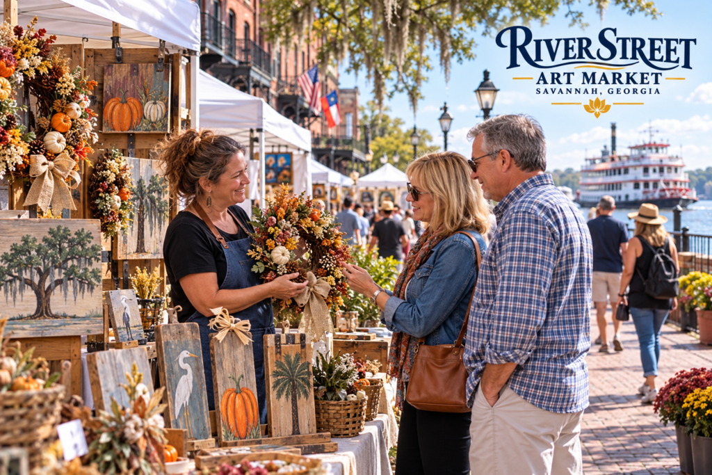 AI-created editorial scene for Savannah River Street Art Market, with its published show or organizer mark.