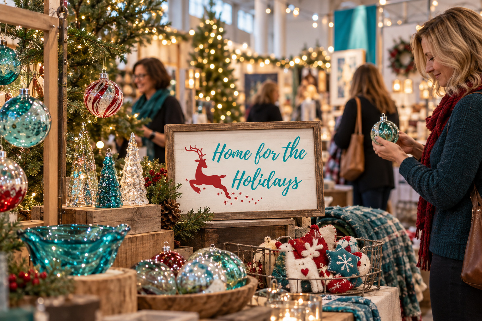 AI-created editorial scene for Hollydays Market of Plano, with show-name branding.