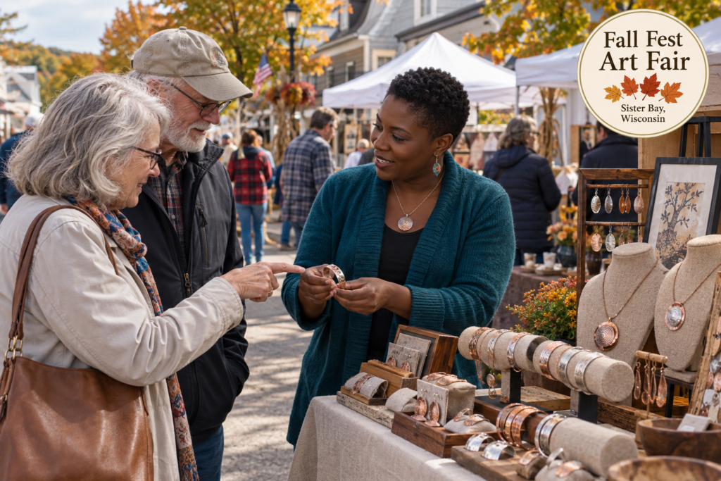 AI-created editorial scene for Fall Fest Art Fair, with an original show-name badge.