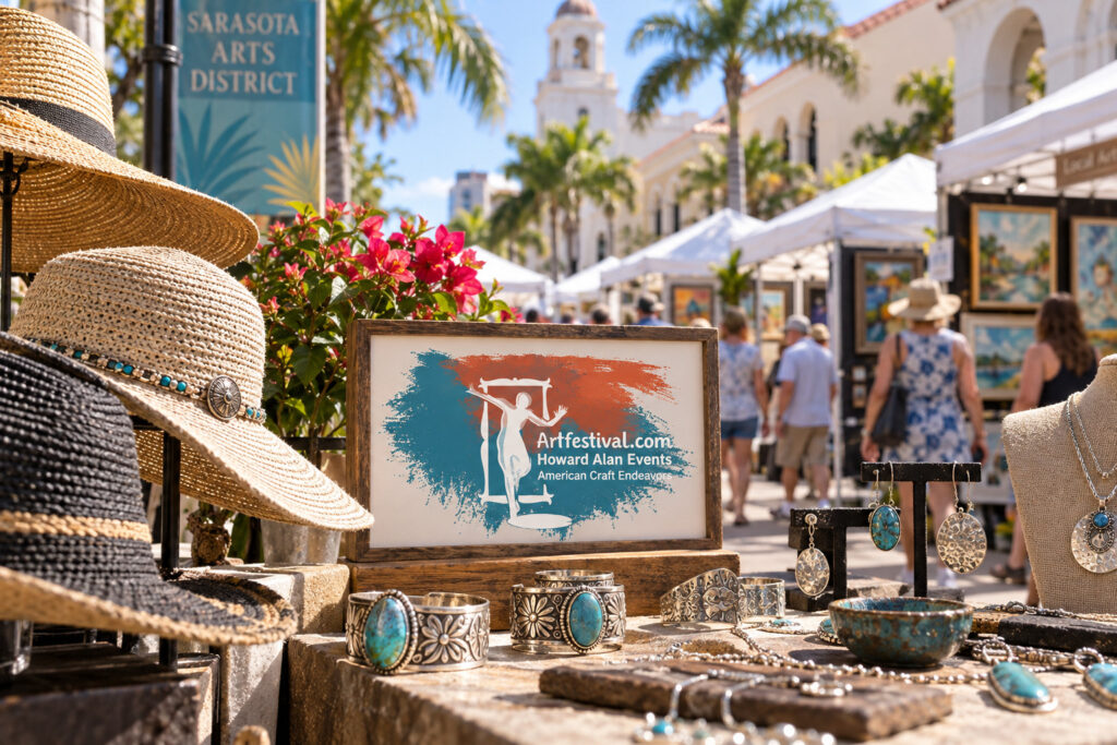 AI-created editorial scene for Downtown Sarasota Craft Festival, with show-name branding.