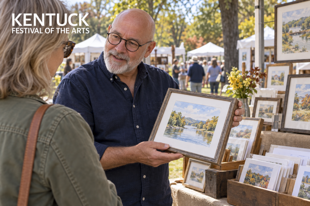 AI-created editorial scene for Kentuck Festival of the Arts, with its published show or organizer mark.