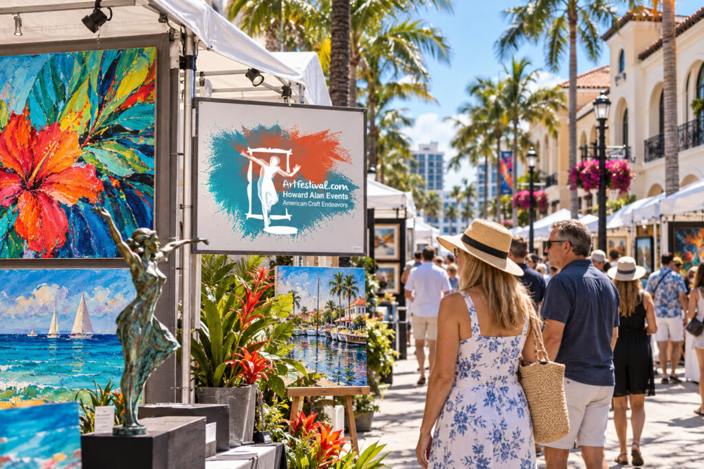AI-created editorial scene for Las Olas Art Fair, with show-name branding.