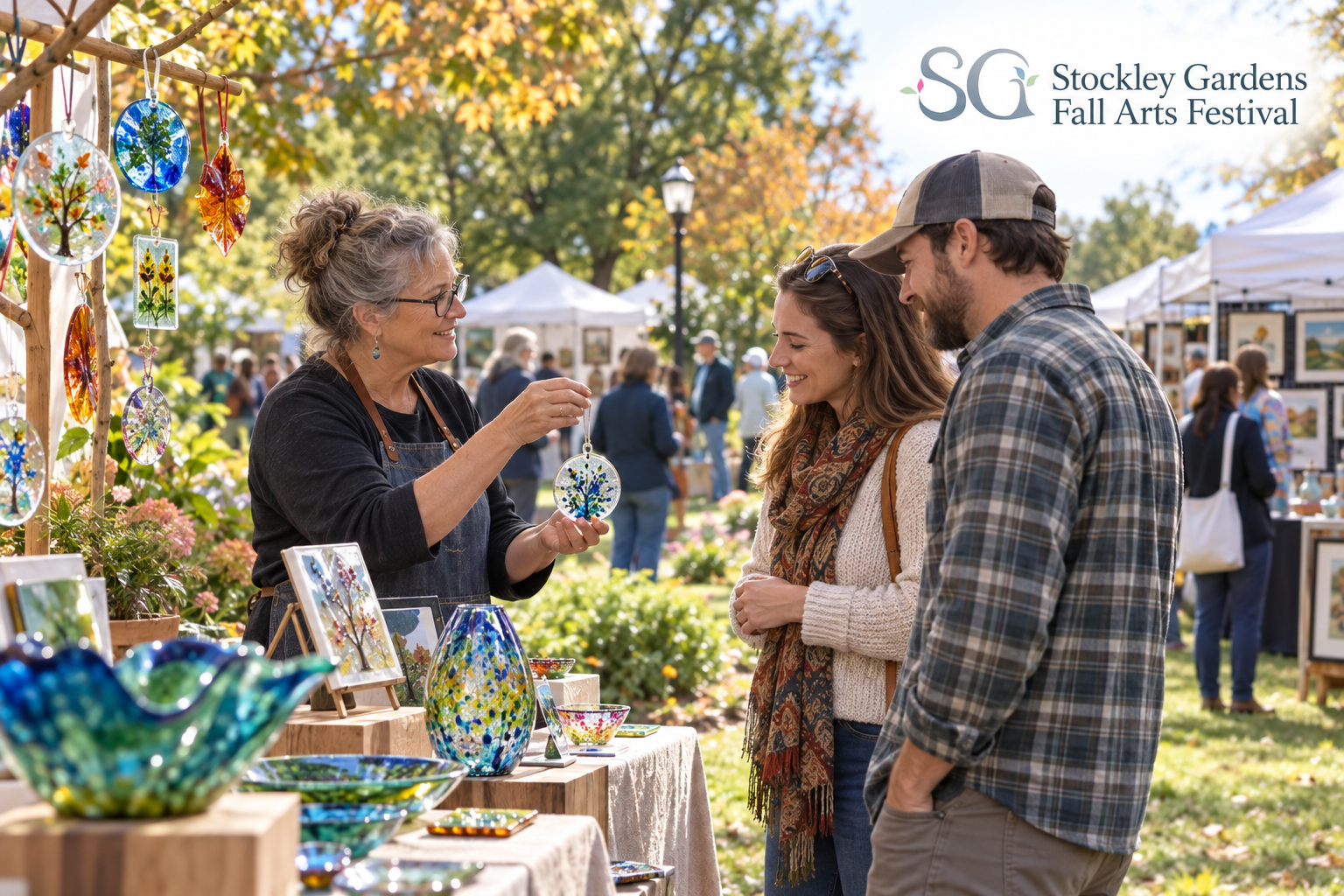 AI-created editorial scene for Stockley Gardens Fall Arts Festival, with its published show or organizer mark.