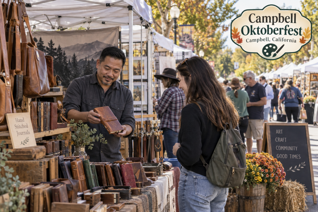 AI-created editorial scene for Campbell Oktoberfest, with an original show-name badge.