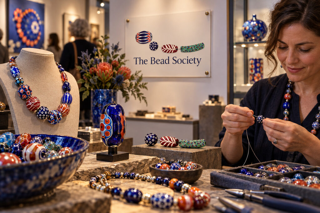 AI-created editorial scene for Cultural Arts and Bead Show, with show-name branding.