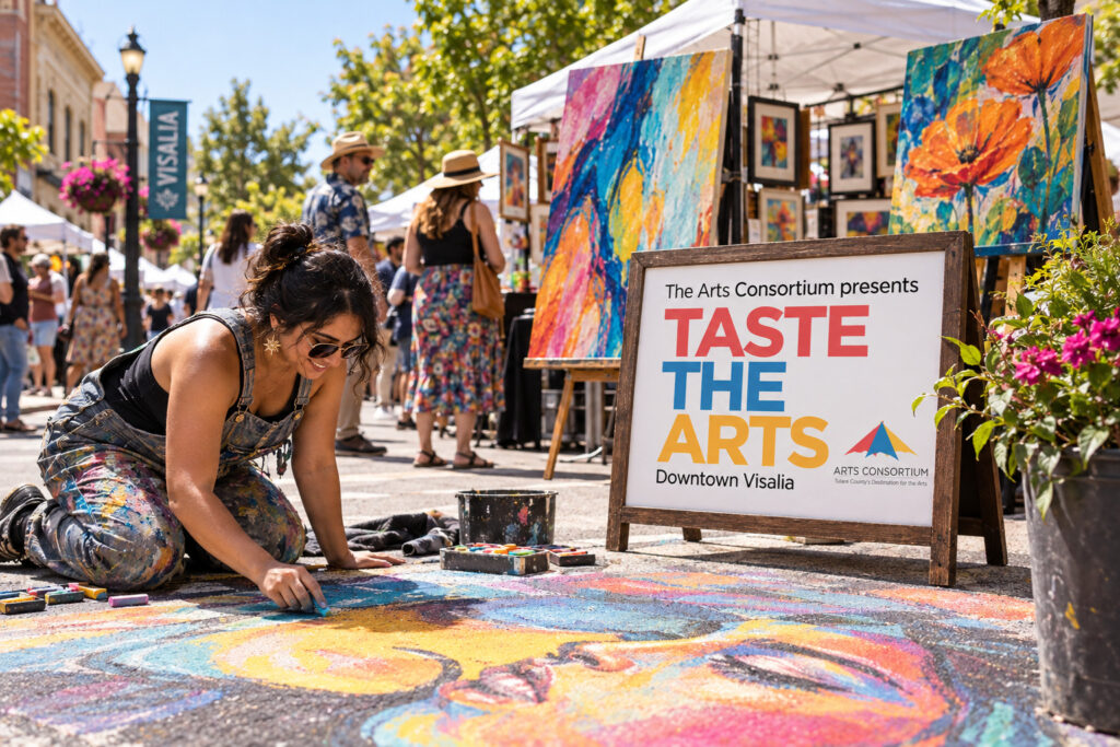 AI-created editorial scene for Taste the Arts, with show-name branding.