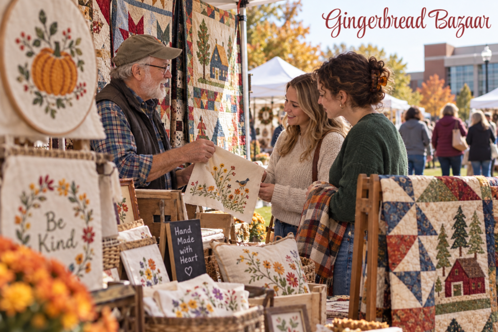 AI-created editorial scene for Gingerbread Bazaar, with its published show or organizer mark.