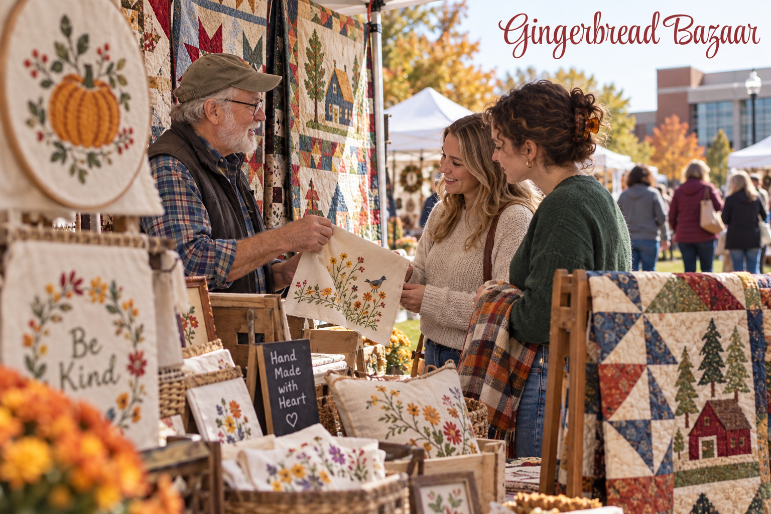 AI-created editorial scene for Gingerbread Bazaar, with its published show or organizer mark.