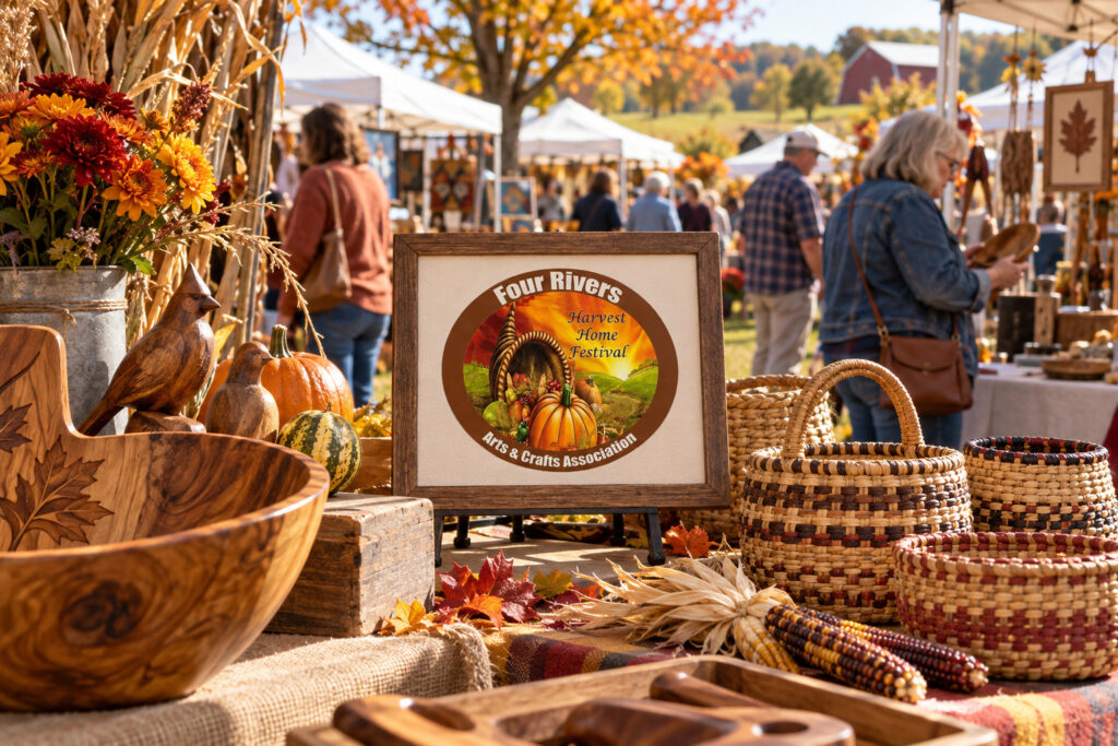 Created editorial scene for Harvest Home Festival Four Rivers Arts & Crafts with its official event or organizer branding.