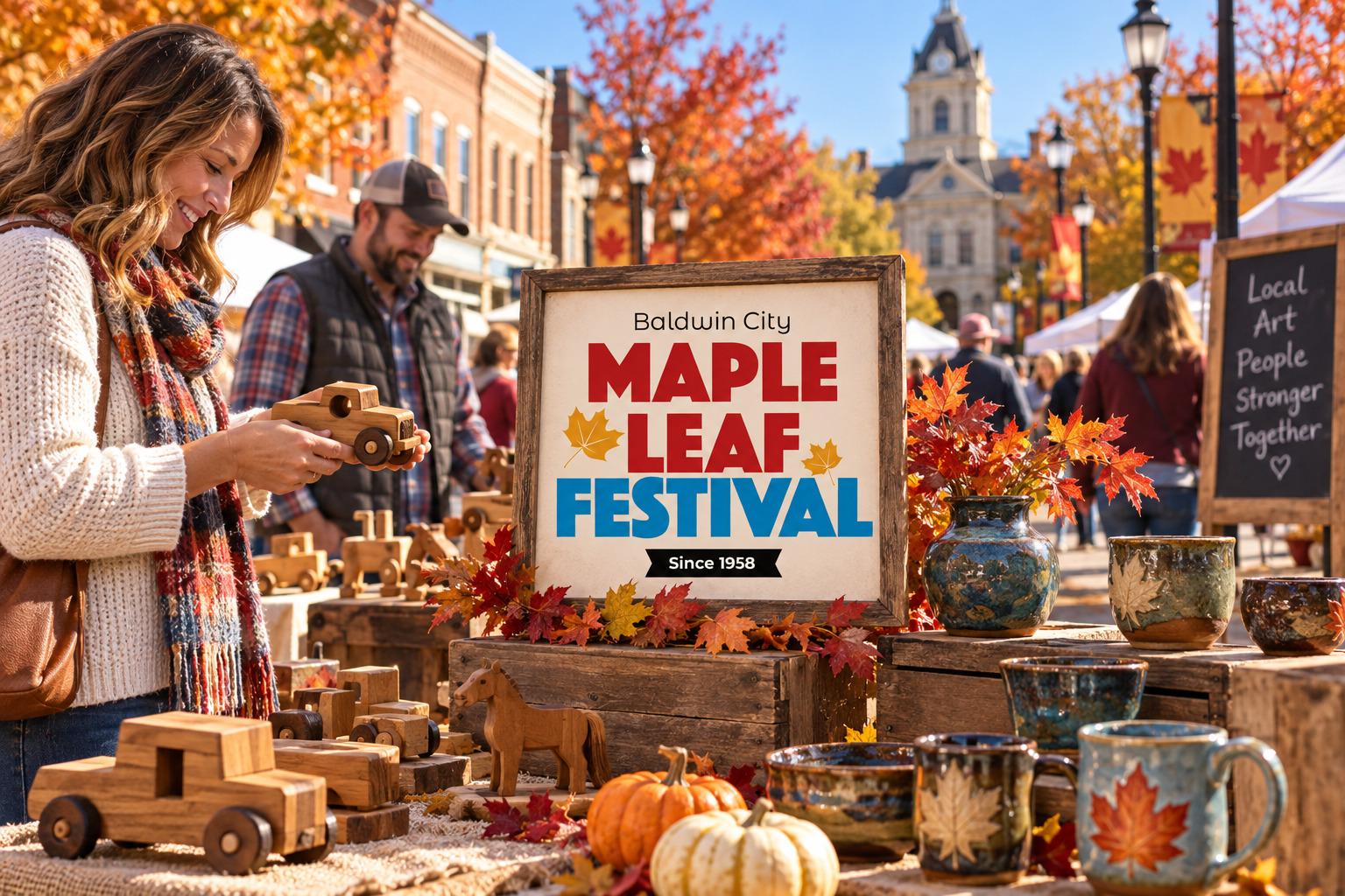 AI-created editorial scene for Maple Leaf Festival, with show-name branding.