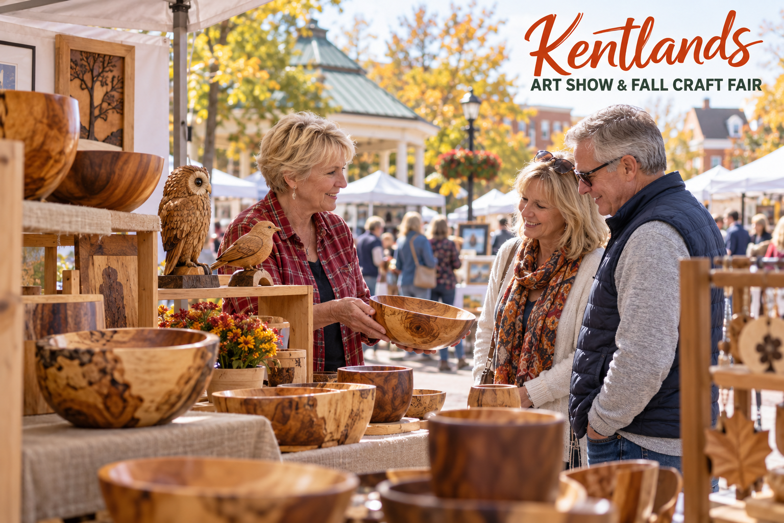 AI-created editorial scene for Kentlands Art Show & Fall Craft Fair, with its published show or organizer mark.
