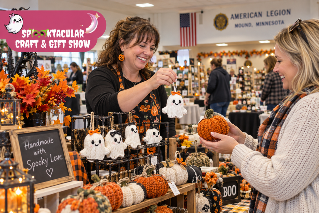 AI-created editorial scene for Spooktacular Craft & Gift Show, with its published show or organizer mark.
