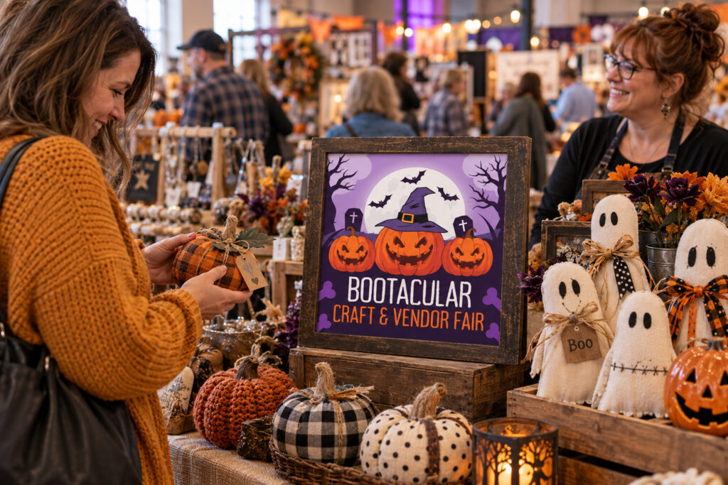 Created editorial scene for Halloween Bootacular October Craft & Vendor Fair with its official event or organizer branding.