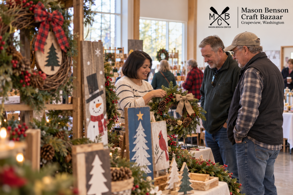 AI-created editorial scene for Mason Benson Craft Bazaar, with its published show or organizer mark.