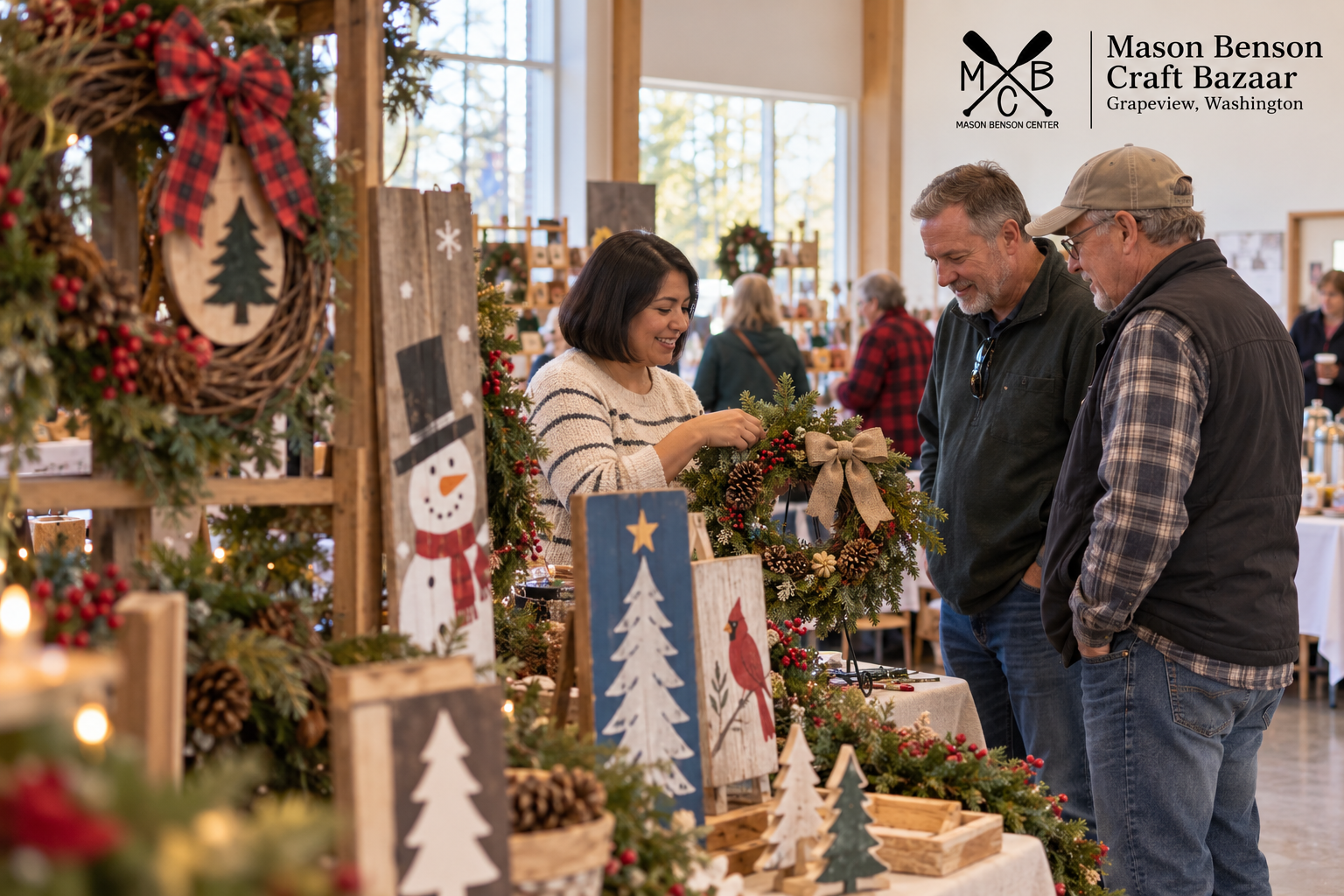 AI-created editorial scene for Mason Benson Craft Bazaar, with its published show or organizer mark.
