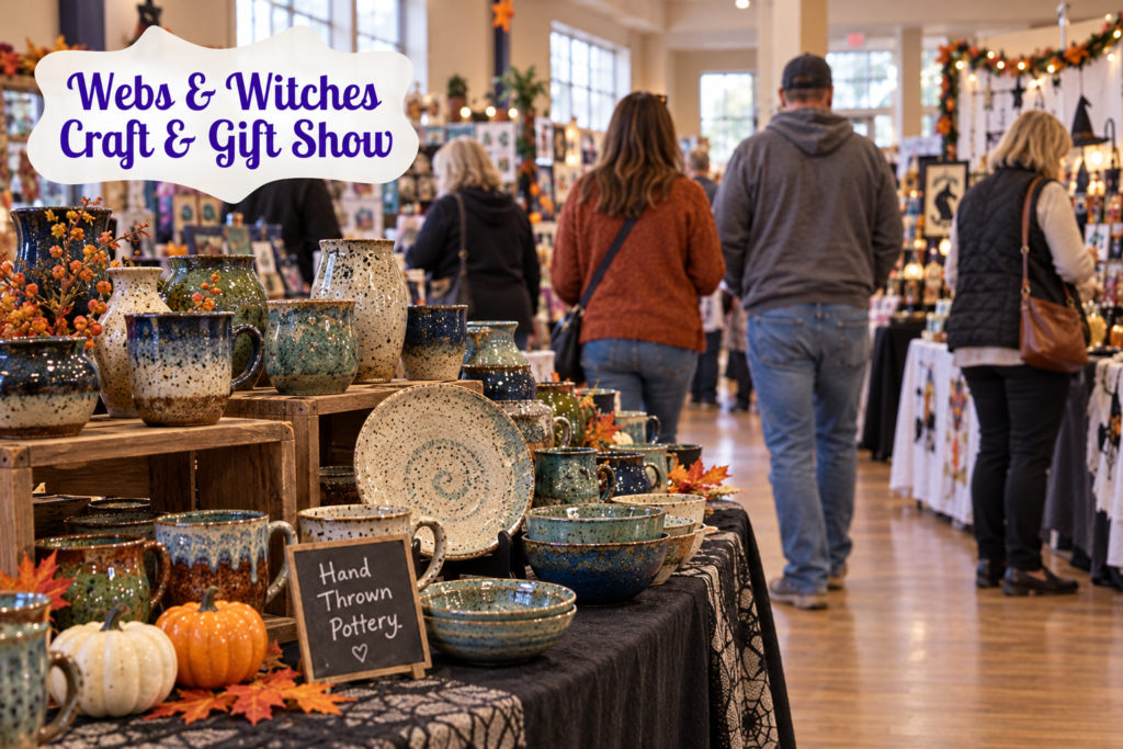 AI-created editorial scene for Webs & Witches Craft & Gift Show, with its published show or organizer mark.
