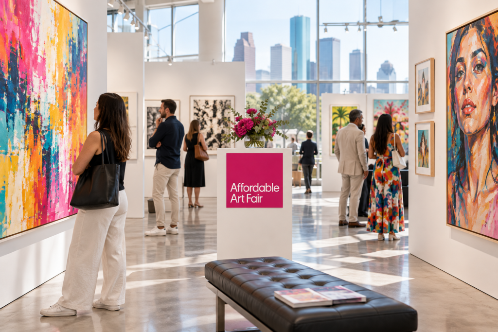 Created editorial scene for Affordable Art Fair Houston with its official event or organizer branding.