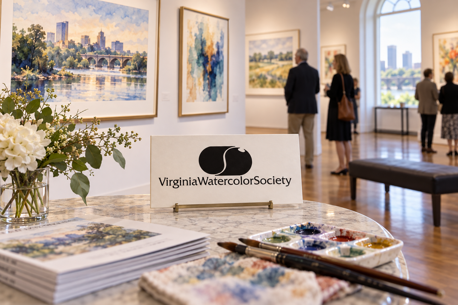 Created editorial scene for Virginia Watercolor Society Juried Exhibition with its official event or organizer branding.