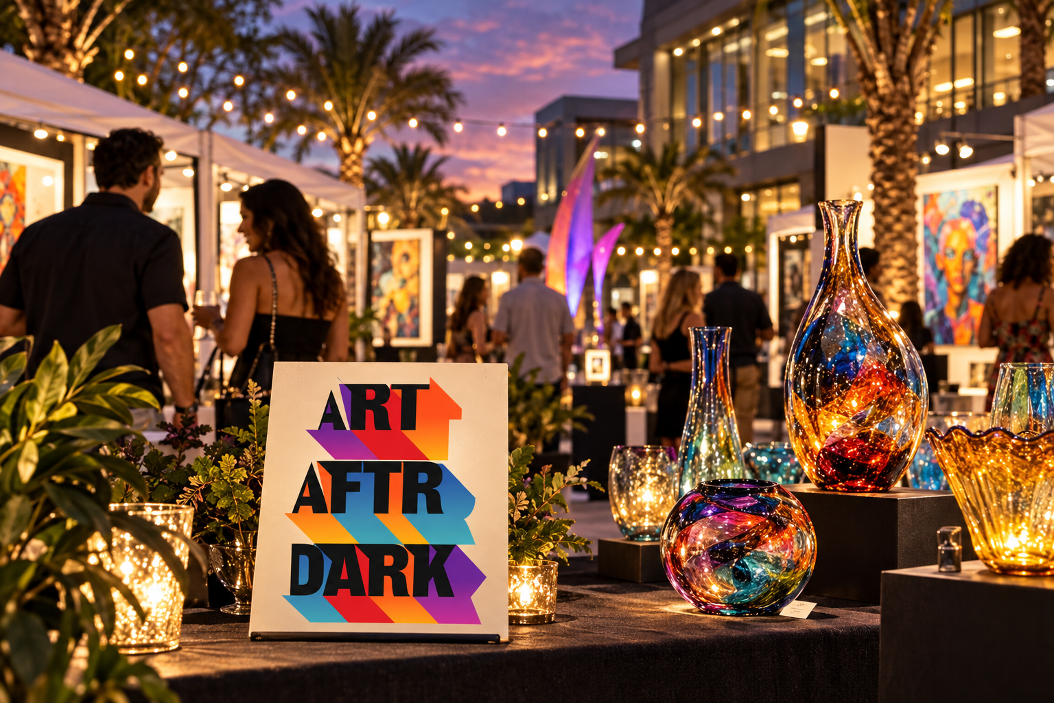 Created editorial scene for Art After Dark at Lake Nona Town Center with its official event or organizer branding.