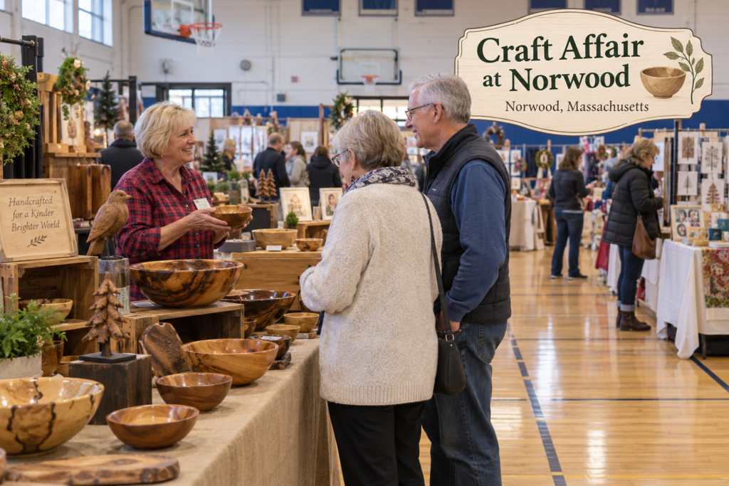 AI-created editorial scene for Craft Affair at Norwood, with an original show-name badge.