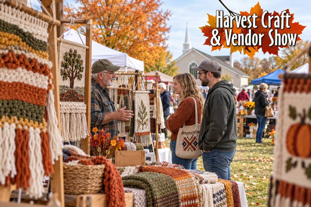 AI-created editorial scene for Harvest Craft & Vendor Show, with its published show or organizer mark.