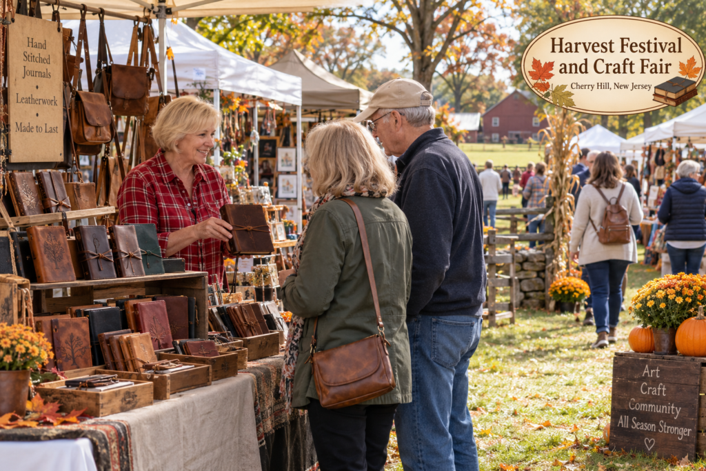 AI-created editorial scene for Harvest Festival and Craft Fair, with an original show-name badge.