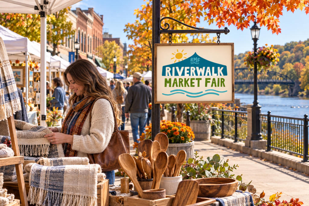 Created editorial scene for Riverwalk Market Fair - October with its official event or organizer branding.